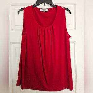 Jones Studio Red Pleated Sleeveless Tank Top